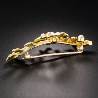 Victorian Floral Seed Pearl Brooch