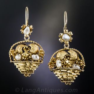 Victorian Flower Basket Earrings
