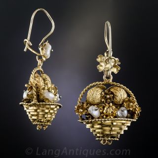Victorian Flower Basket Earrings