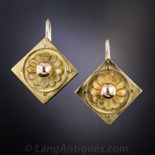 Victorian Flower Motif Drop Earrings