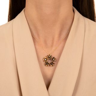 Victorian Forget-Me-Not Seed Pearl Pendant