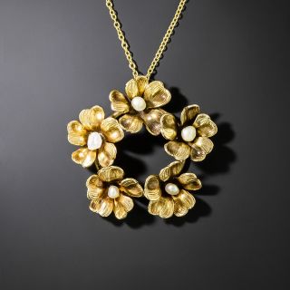 Victorian Forget-Me-Not Seed Pearl Pendant - 2