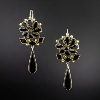 Victorian "French Jet" Dangle Earrings - 3