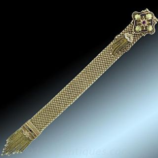 Victorian Fringed and Tasselled Mesh Slide Bracelet