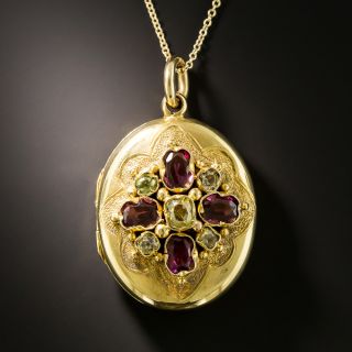 Victorian Garnet And Chrysoberyl Locket - 2
