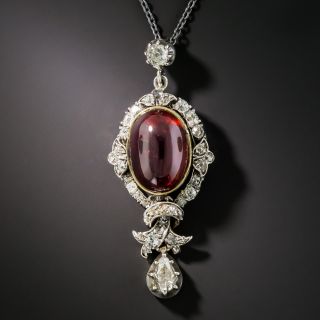 Victorian Garnet And Diamond Drop Necklace