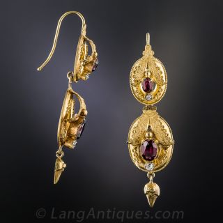 Victorian Garnet And Diamond Earrings