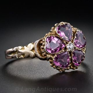 Victorian Garnet and Diamond Flower Ring