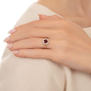 Victorian Garnet and Diamond Halo Ring