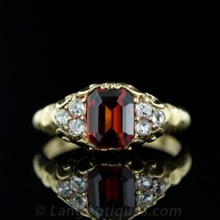 Victorian Garnet and Diamond Ring Main View