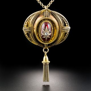 Victorian Garnet and Diamond Tassel Pendant - 1