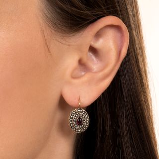 Victorian Garnet and Seed Pearl Earrings