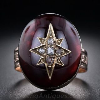 Victorian Garnet and Rose Cut Diamond Ring