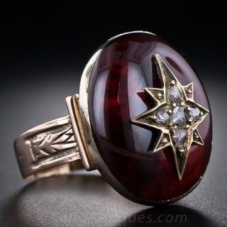 Victorian Garnet and Rose Cut Diamond Ring
