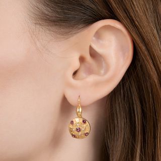 Victorian Garnet and Seed Pearl Earrings