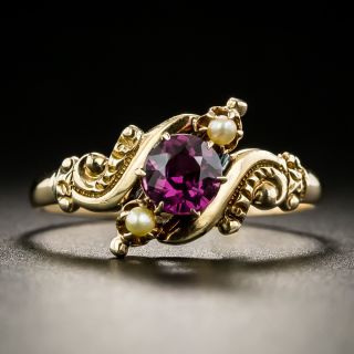 Victorian Garnet and Seed Pearl Ring by Allsopp Steller - 2
