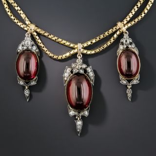 Victorian Garnet Carbuncle and Diamond Necklace - 1