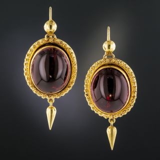 Victorian Garnet Carbuncle Earrings - 2