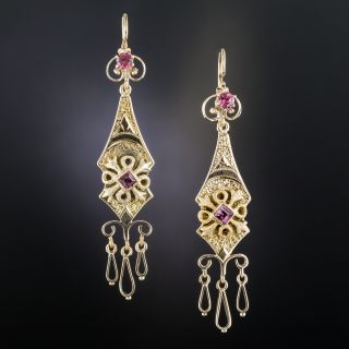 Victorian Garnet Drop Earrings - 1