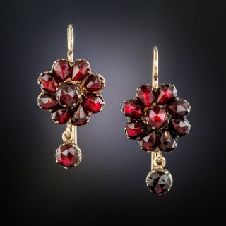 Victorian Garnet Floral Cluster Earrings  - 2