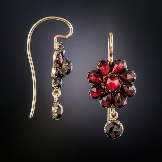 Victorian Garnet Floral Cluster Earrings 