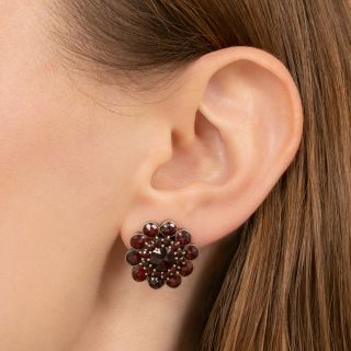 Victorian Garnet Flower Cluster Earrings