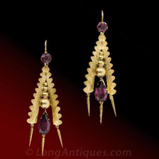 Victorian Garnet Gold Earrings 