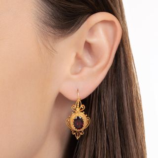 Victorian Garnet Granulated Earrings