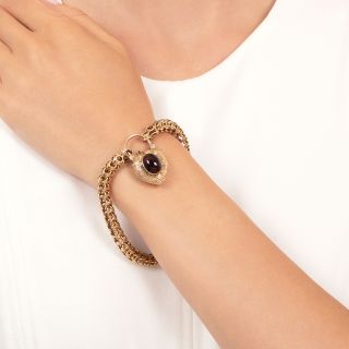 Victorian Garnet Heart Padlock Bracelet