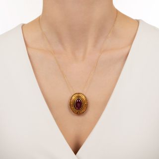 Victorian Garnet Locket Back Pendant