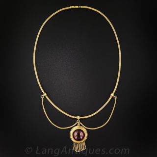 Victorian Garnet Locket Necklace