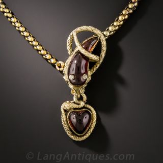 Victorian Garnet Snake Choker Necklace - 1