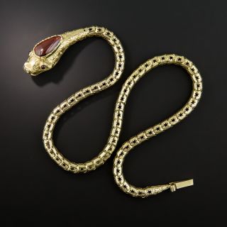 Victorian Garnet Snake Necklace - 2
