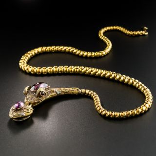 Victorian Garnet Snake Necklace by Hamilton Co. of Calcutta - 4