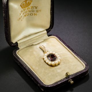 Victorian Garnet with Natural Pearl Halo Necklace by Asprey