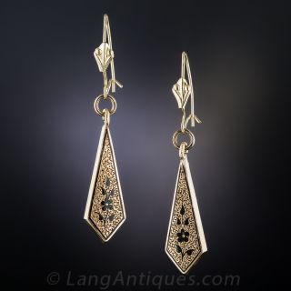 Victorian Gold and Enamel Drop Earrings