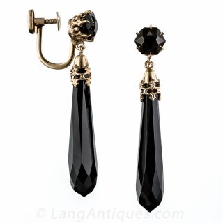 Victorian Gold and Onyx Drop Earrings