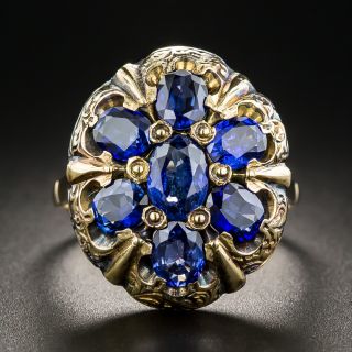 Victorian Gold and Sapphire Cluster Ring - 1