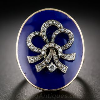 Victorian Gold, Cobalt Blue Enamel and Diamond Ring