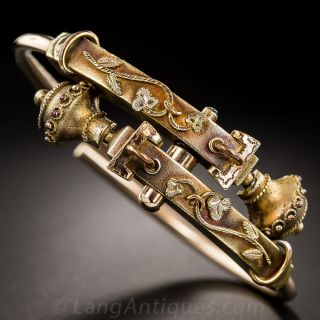 Victorian Gold-Filled Hinged Bangle Bracelet 
