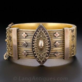 Victorian Gold-Filled Wide Bangle Bracelet