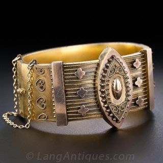 Victorian Gold-Filled Wide Bangle Bracelet