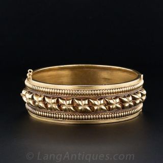 Victorian Gold Hinged Bangle Bracelet