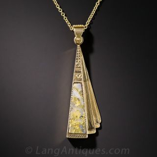 Victorian Gold-in-Quartz Fan Pendant