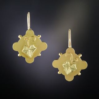Victorian Gold Leaf  Motif Earrings - 2