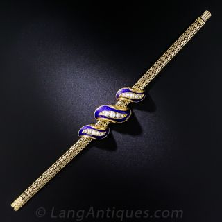 Victorian Gold, Natural Pearl and Enamel Bracelet