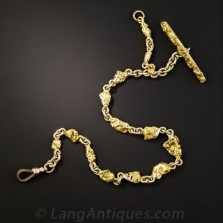Victorian Gold Nugget Watch Chain/Bracelet 