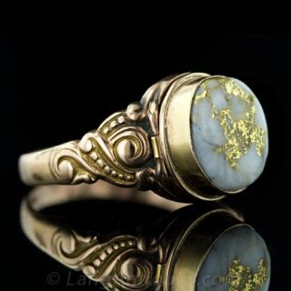 Victorian Gold Quartz Locket or Poison Ring