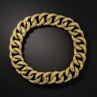 Victorian Gold Repousse Curb Link Bracelet - 2