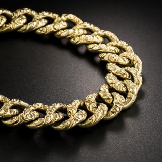 Victorian Gold Repousse Curb Link Bracelet